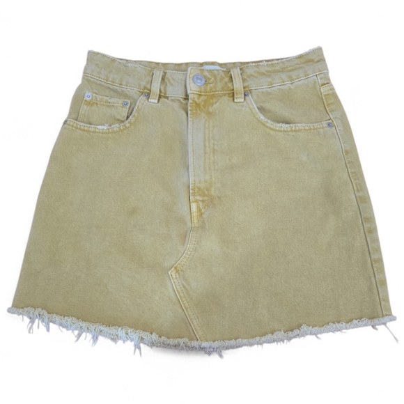 Zara High Rise Frayed Distressed Denim Mini Skirt Small - Picture 3 of 5